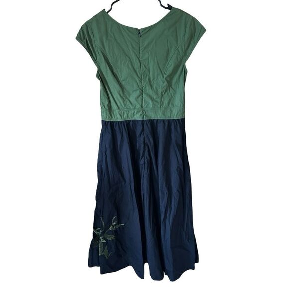 eShakti Owl Embellished Two Tone Poplin Dress - Picture 4 of 7